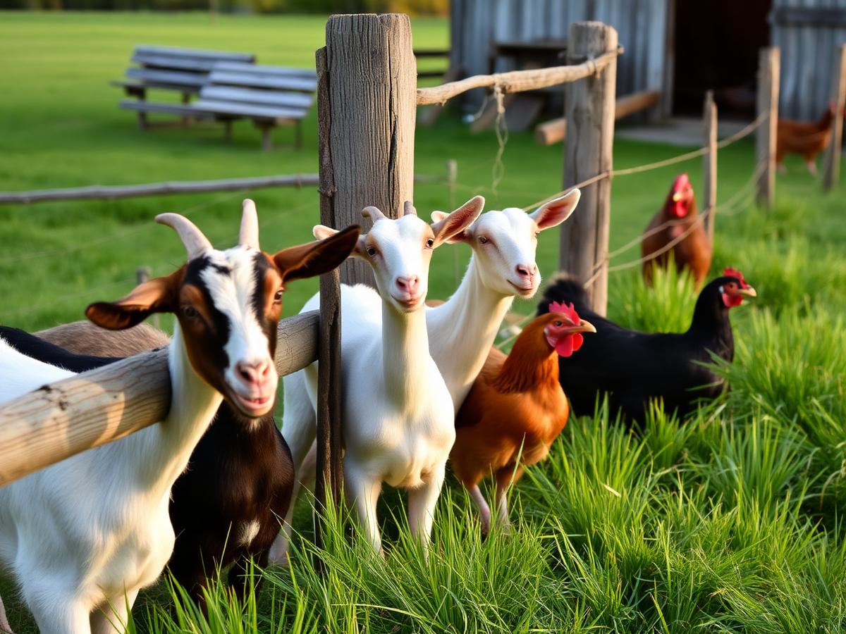 Farm animals in a natural farm setting